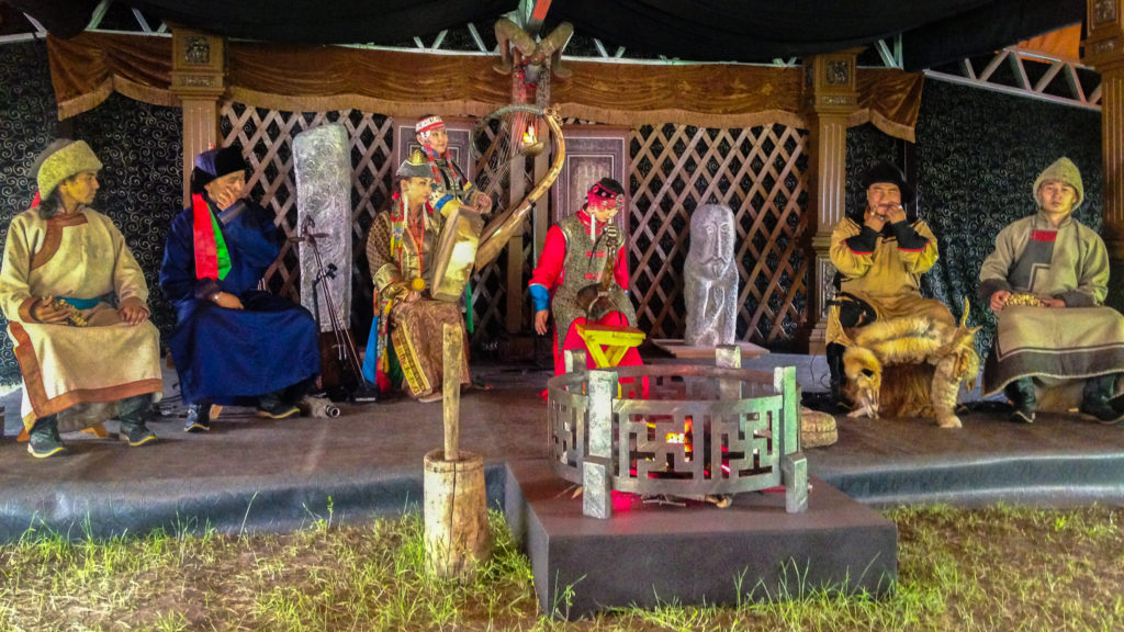 A mongolian band playing music at the Choijin Lama Museum in Ulaanbaatar